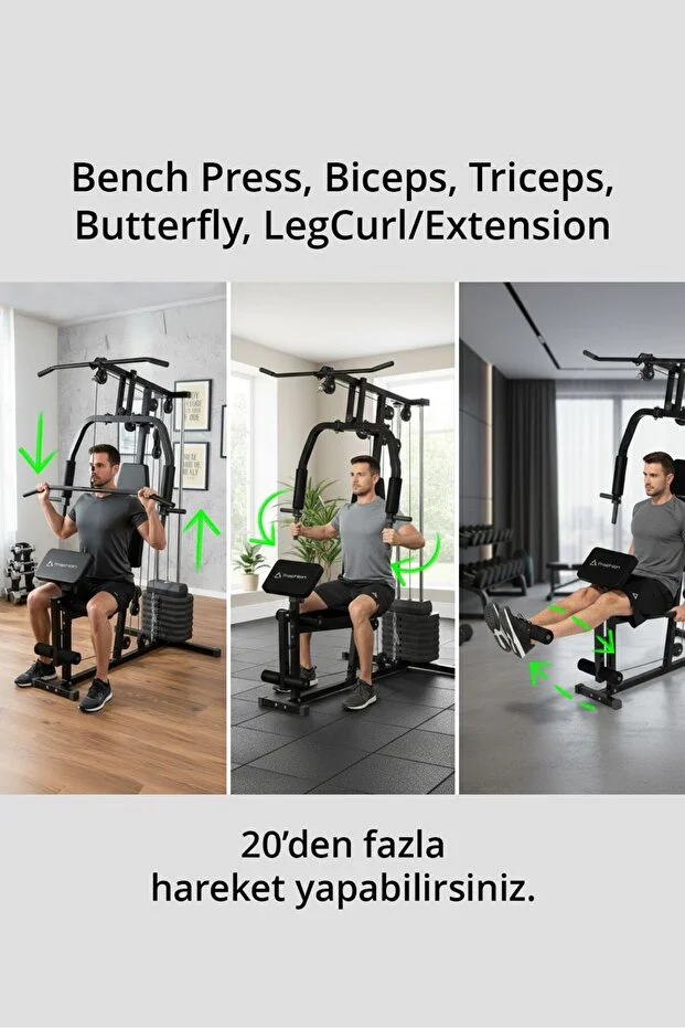 Triathlon T-221 Çok Fonksiyonlu Tüm Vücut Çalışma İstasyonu | 45 kg Plaka | Kardiyo & Güç & Esneme